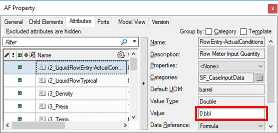 Figure 156: AF Property window - Attributes tab