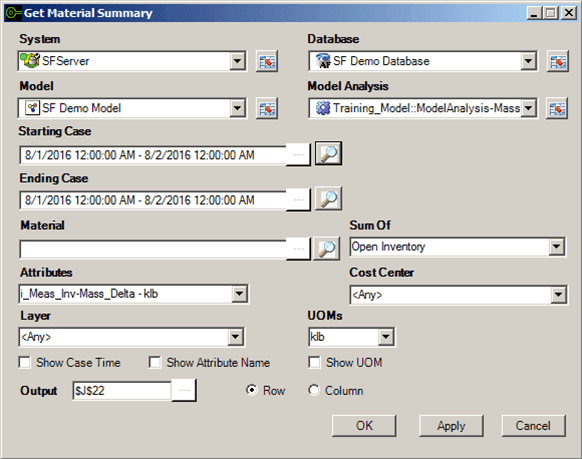 Figure 716: Get Material Summary window