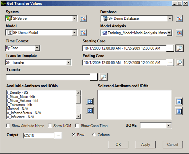 Figure 718: Get Transfer Values window