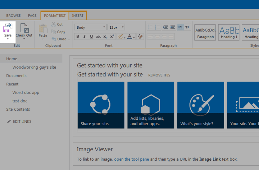 Figure 1817: Editing Options page, select Save