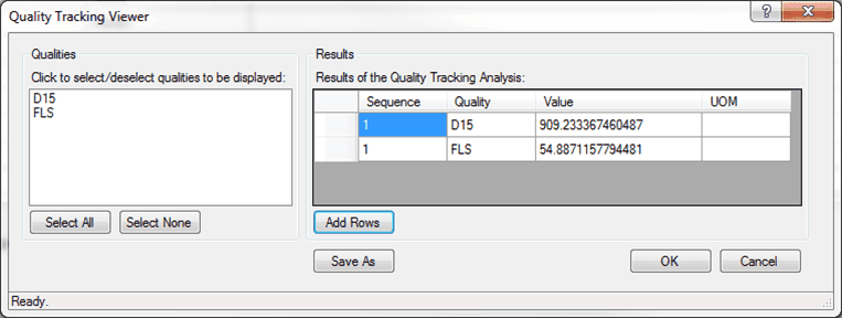 Figure 1373: Quality Tracking Viewer - Add Rows