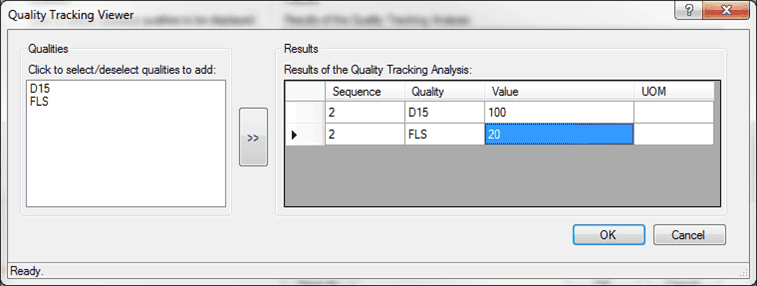 Figure 1376: Quality Tracking Viewer - Edited values in rows