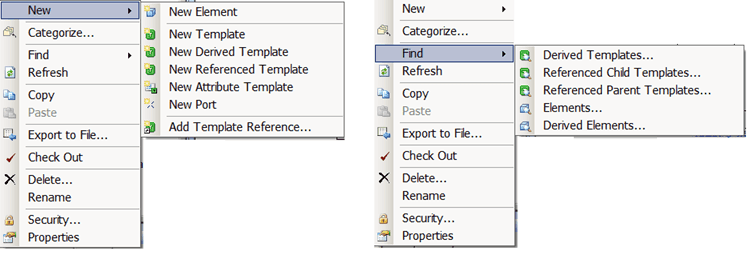 Figure 753: Template right-click menu