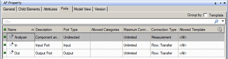 Figure 768: AF Property - Element Properties - Ports tab