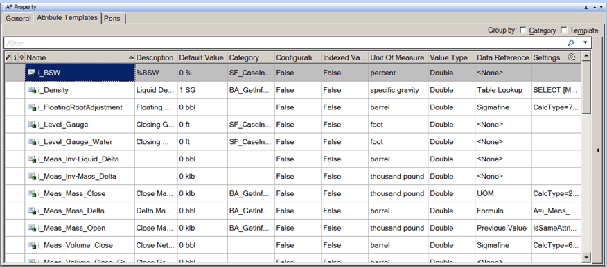 Figure 762: AF Property - Template Properties - Attribute Templates tab
