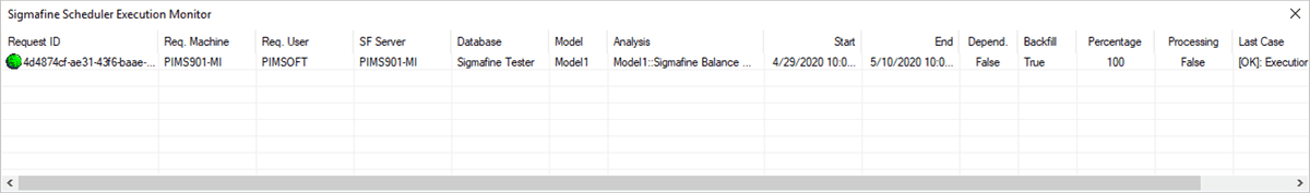 Figure 1042: Sigmafine Schedule Execution Monitor window