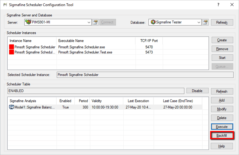 Figure 1038: Sigmafine Scheduler Configurator Tool - Backfill