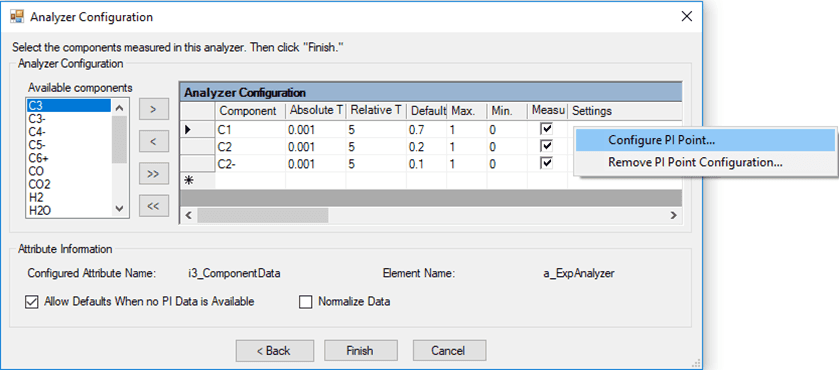 Figure 456: Analyzer Configuration - Configure PI Point