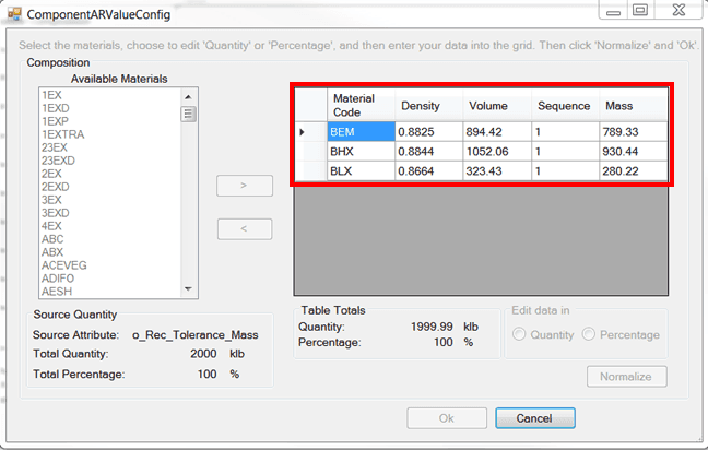 Figure 631: ComponentARValueConfig window - Calculation Mode