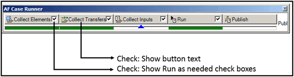 Figure 801: 'Show button text' and 'Run as needed' - checked