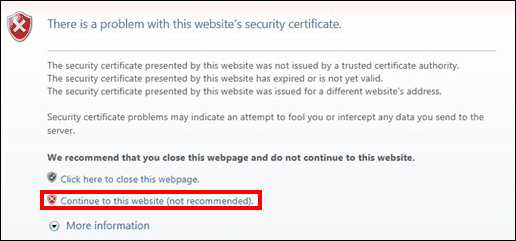 Figure 1201: Security Certificate message prompt