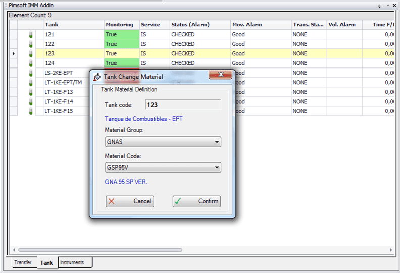 Figure 1625: Tank Change Material window