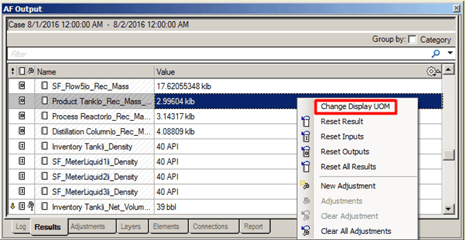 Figure 883: AF Output - Change Display UOM