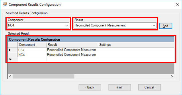 Figure 475: Component Results Configuration window