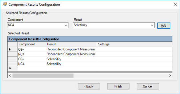 Figure 476: Component Results Configuration window - filled in