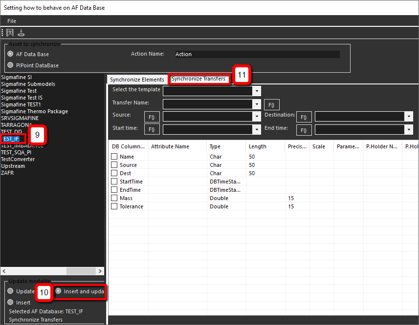 Figure 1437: Setting how to behave on AF Data Base window