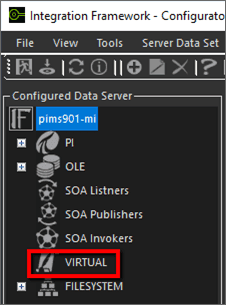 Figure 1426: Configurator - Configured Data Server pane, select VIRTUAL