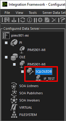 Figure 1395: Integration Framework - Configurator with the selected OLE Server and Database displayed