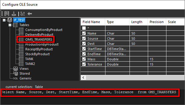 Figure 1407: List of Tables - selected table