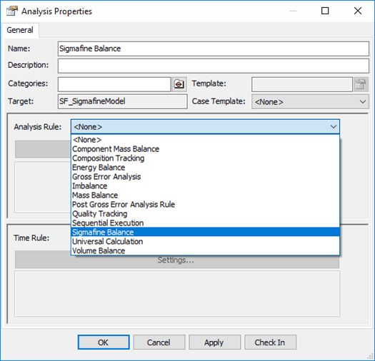 Figure 231: Analysis Properties window - configure analysis rule