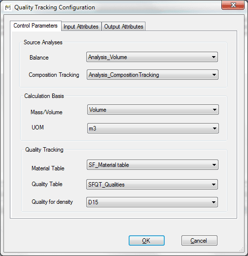 Figure 1307: Quality Tracking Configuration - Control Parameters tab options