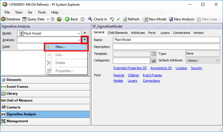 Figure 335: System Explorer - Sigmafine Analysis Model - select New analysis