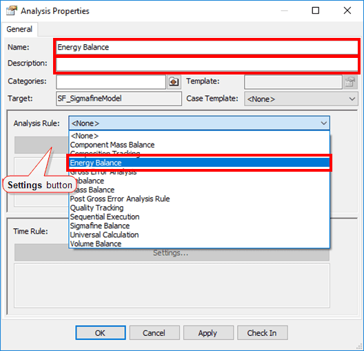 Figure 337: Analysis Properties window - configure analysis rule