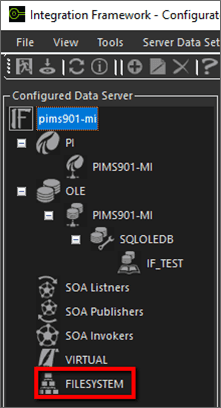 Figure 1396: Configurator - Configured Data Server pane, select FILESYSTEM.