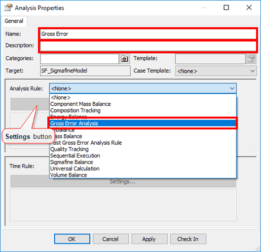Figure 358: Analysis Properties window - configure analysis rule