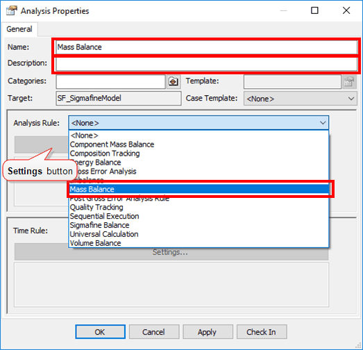 Figure 364: Analysis Properties window - configure analysis rule