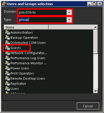 Figure 1482: Users and Groups selection window