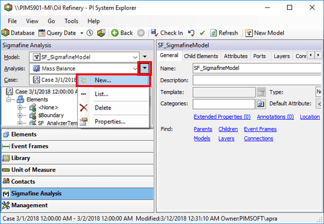Figure 252: System Explorer - Mass Analysis Model - select New analysis