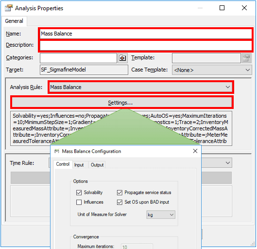 Figure 255: Mass Balance Configuration window