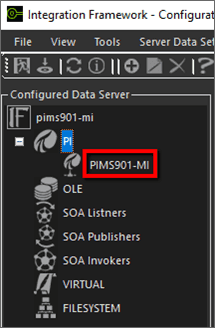 Figure 1388: Integration Framework - Configurator with the selected PI Server displayed