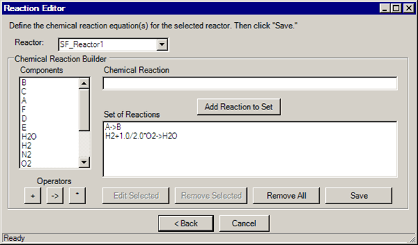 Figure 283: reaction Editor window