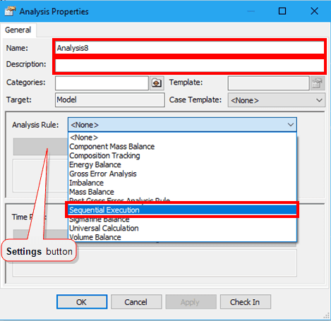 Figure 446: Analysis Properties window - configure analysis rule