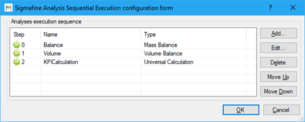 Figure 448: Sigmafine Analysis Sequential Execution configuration form