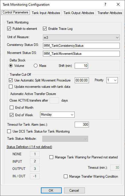 Figure 1688: Tank Monitoring Configuration - Control Parameters tab