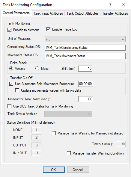 Figure 1699: Tank Monitoring Configuration - Control Parameters tab
