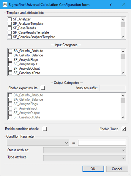 Figure 441: Sigmafine Universal Calculation Configuration form window