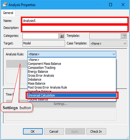 Figure 440: Analysis Properties window - configure analysis rule