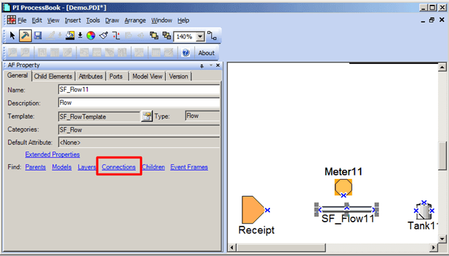 Figure 851: AF Property window - Select Connections link