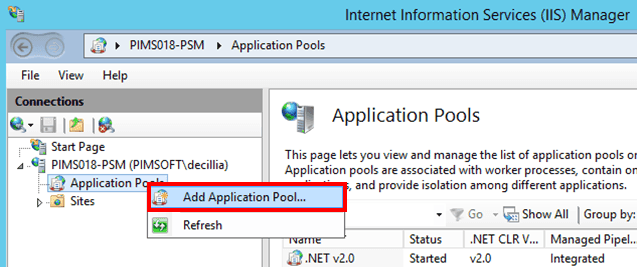 Figure 1564: Selecting Add Application Pool