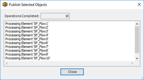 Figure 124: Publish Selected Objects window
