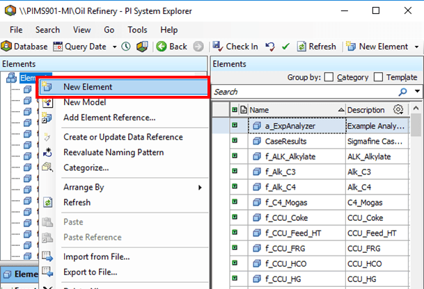 Figure 110: Elements - New Element option