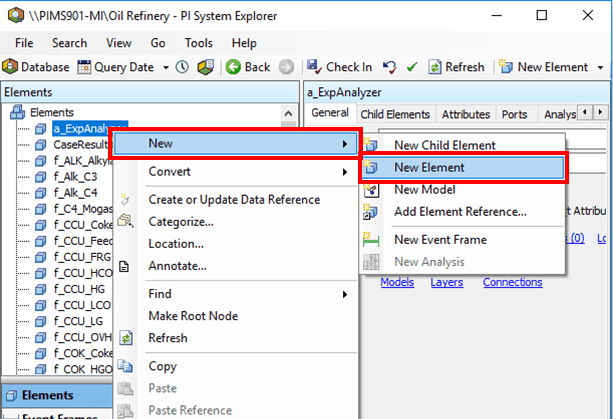 Figure 111: Elements - New > New Element option