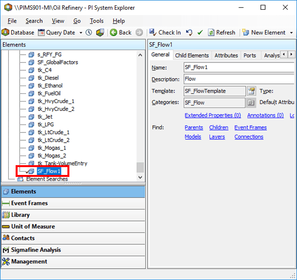Figure 114: System Explorer, Elements - selected template displayed
