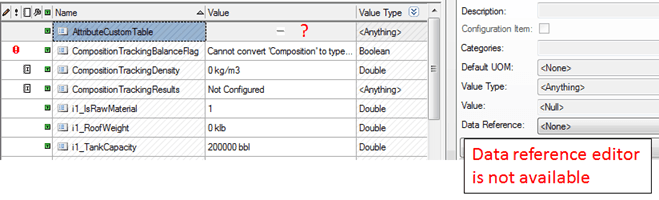 Figure 990: Data Reference editor not available