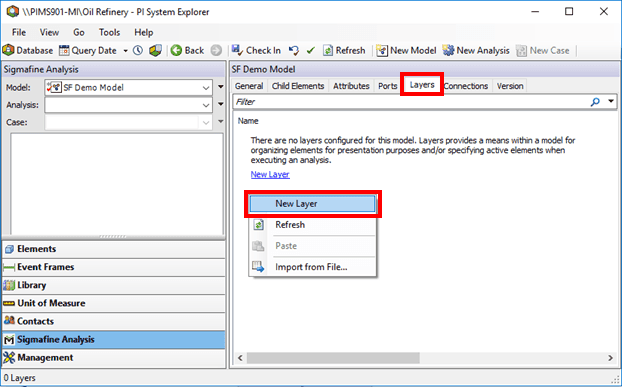 Figure 144: Model - select New Layer