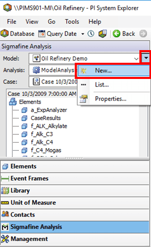 Figure 141: Sigmafine Analysis - select New model